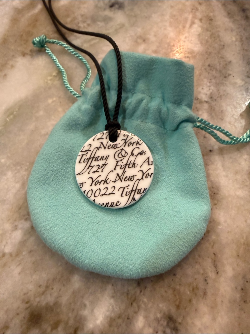 Tiffany & Co. Retired White Notes Round Bone China Necklace 16"